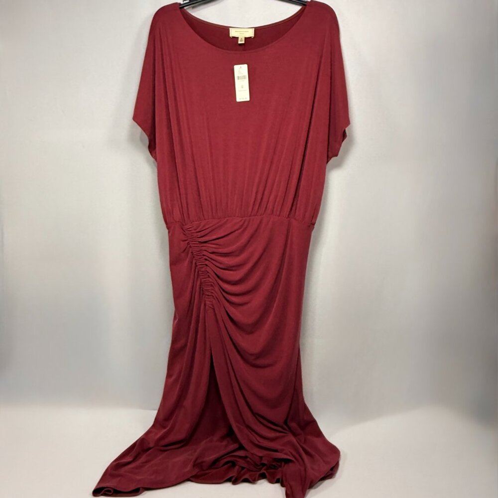 Boho Moulinette Soeurs Wine Modal Ruched Midi Dress Size M Medium
